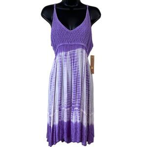 Raya Sun Crepe Crochet Bust Tie Dye Spaghetti Dress Cover Up